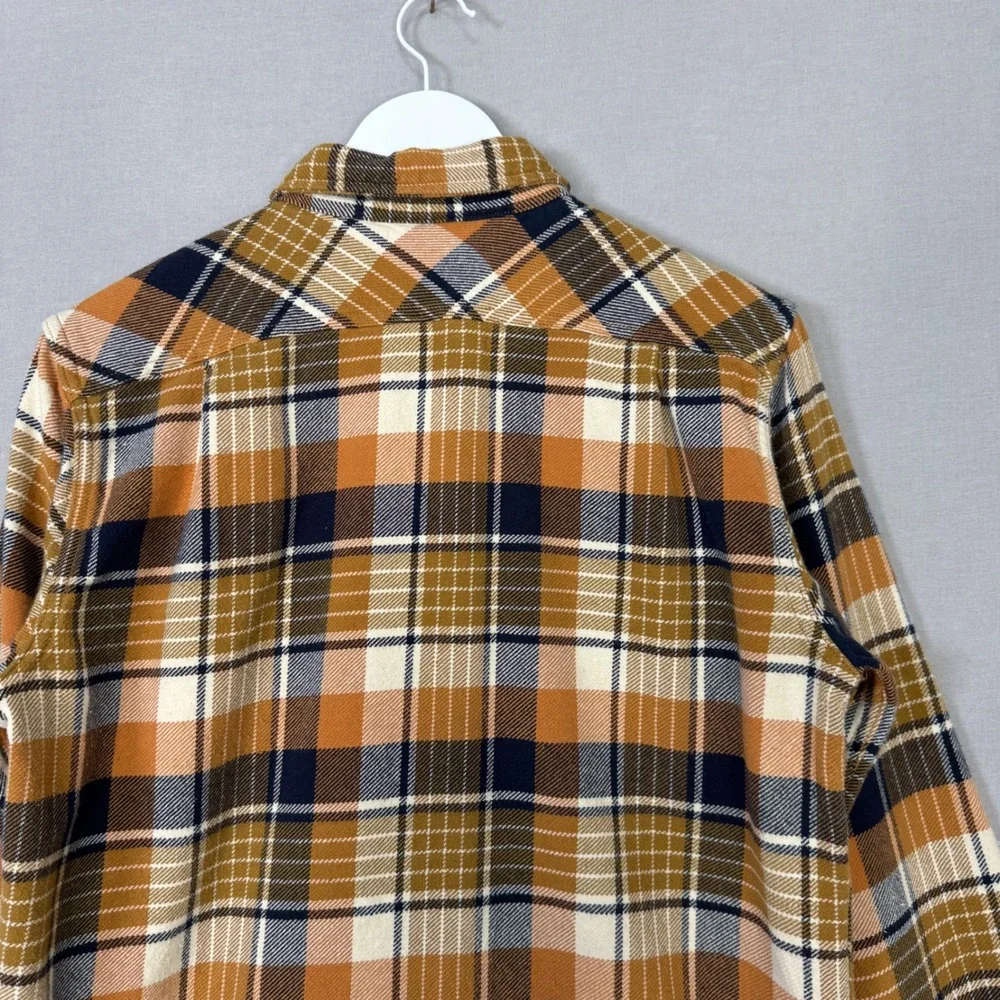 Filson Vintage Flannel Work Shirt Mens M Navy Cumin Plaid Thick Brushed Cotton